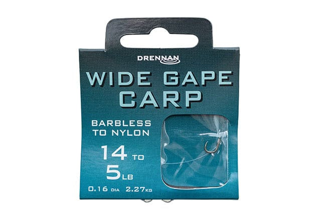 Drennan Wide Gape Carp Barbless Hooks To Nylon Hooks