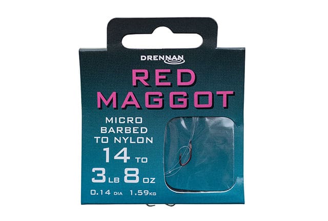 Drennan Red Maggot Micro Barbed Hooks To Nylon Hooks