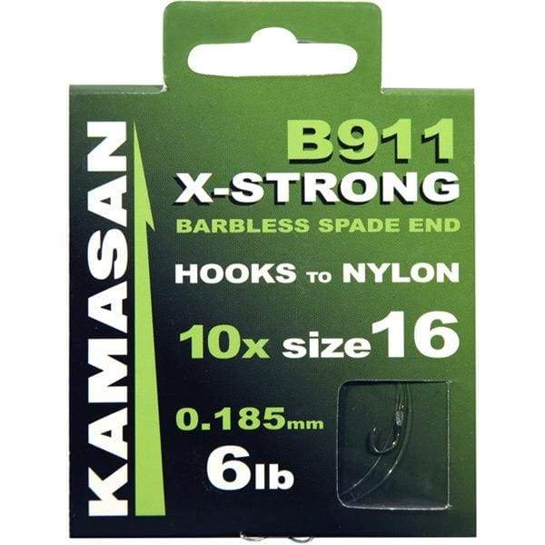 Kamasan B911 BX X-Strong Barbless Spade End End Hooks to Nylon Hooks