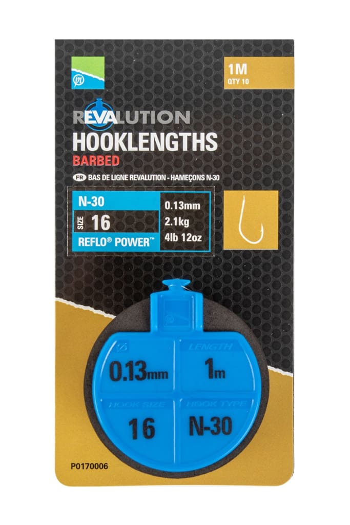 Preston Revalution Hooklengths N30 / 12 - 0.15mm Hooks
