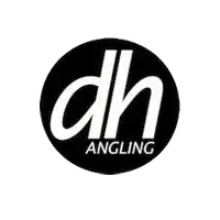 Black and white angling logo with ’dh’ in lowercase letters.