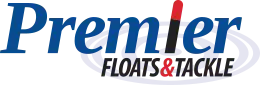 Blue and red premier logo with arrow design.