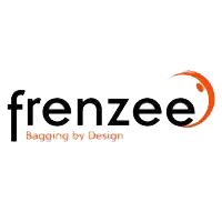 Frenzee bagging by design logo with orange swirl and black text on white background.