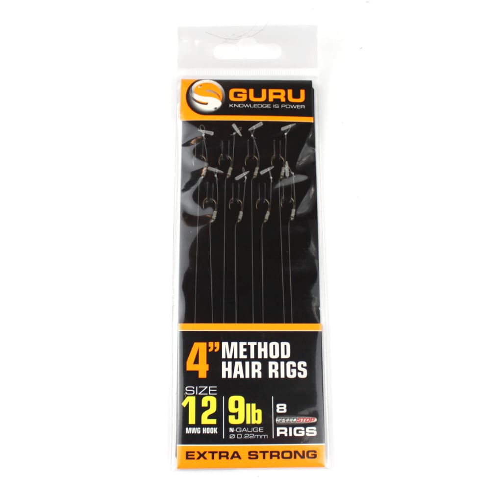 Guru Method Hair Rigs with Speed Stops 15 / 12 to 9lb Nylon Hooks