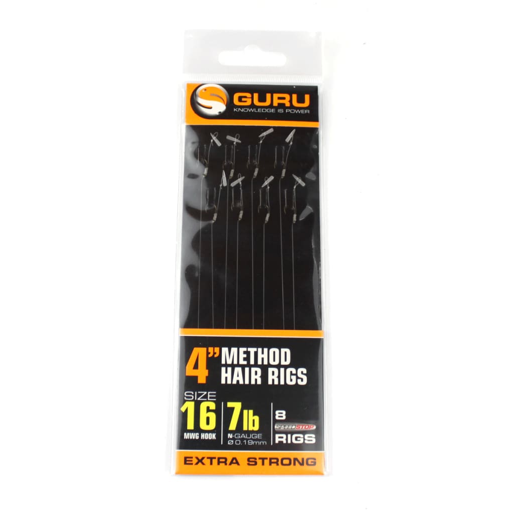 Guru Method Hair Rigs with Speed Stops 15 / 16 to 7lb Nylon Hooks