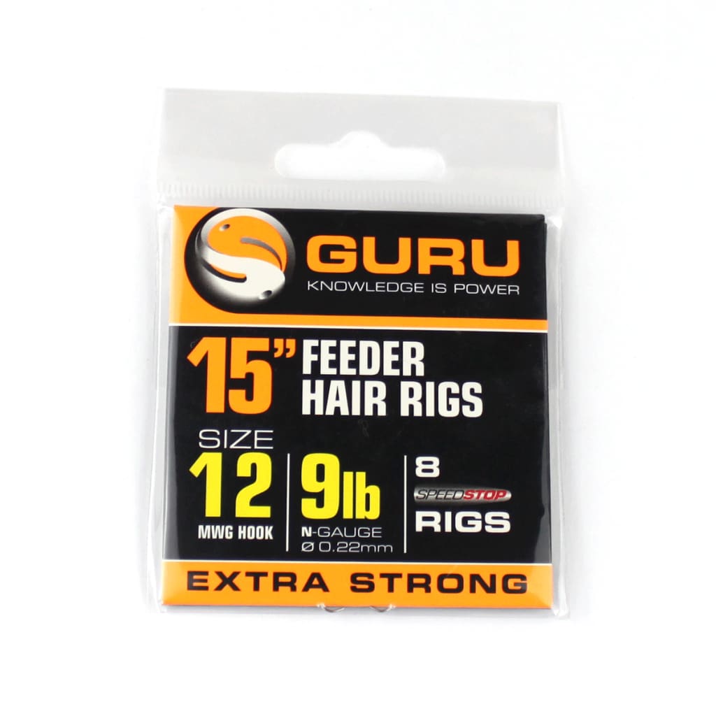 Guru Method Hair Rigs with Speed Stops 4 / 12 to 9lb Nylon Hooks