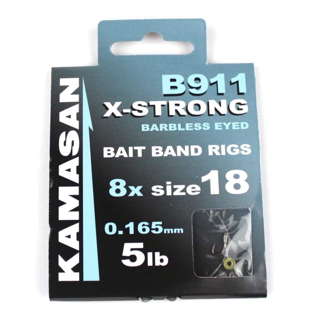 Kamasan B911 EX X-Strong Barbless Eyed Bait Band Rigs 18 / 5lb (2.27kg) Hooks