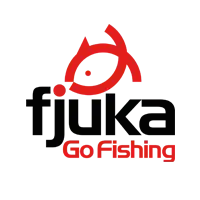 Red fishing rod and reel design on black background
