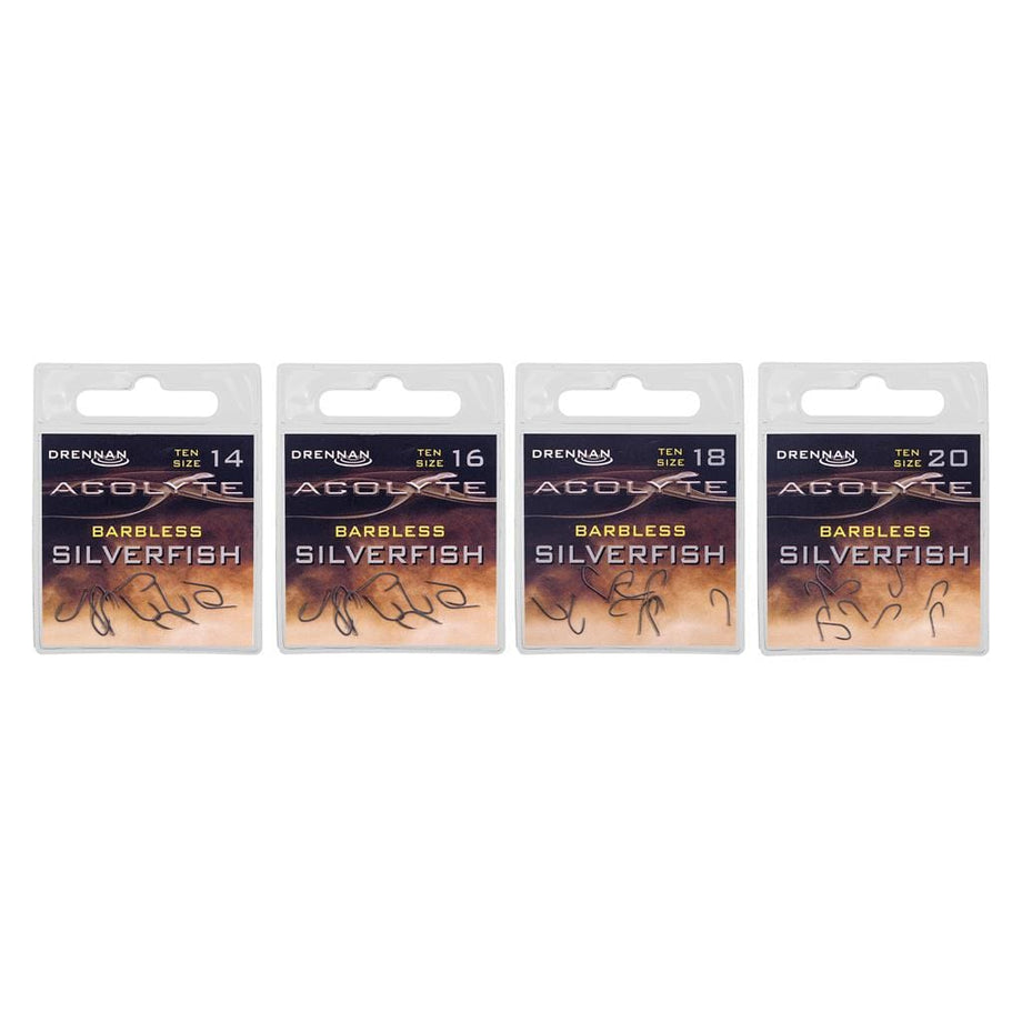 Drennan Acolyte Silverfish Barbless Hooks – Willy Worms