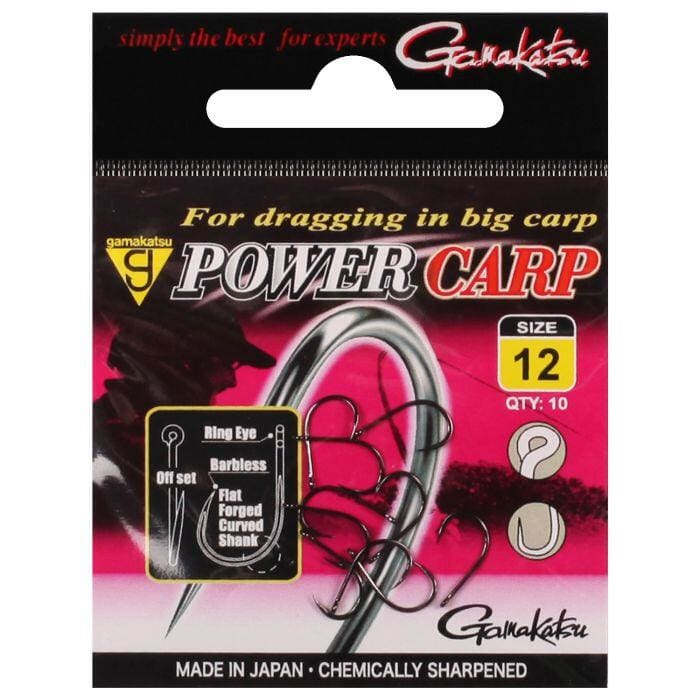 Gamakatsu power carp spade end barbless hooks - size 12, 1 pack (new other  RS)
