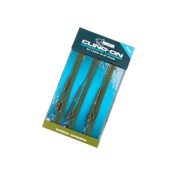 Nash Cling-On Leadcore Clip Leaders Weed / 1m Tubing & Leaders