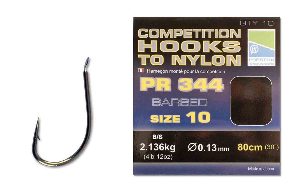 Preston PR344 Competition Hooks to Nylon Hooks