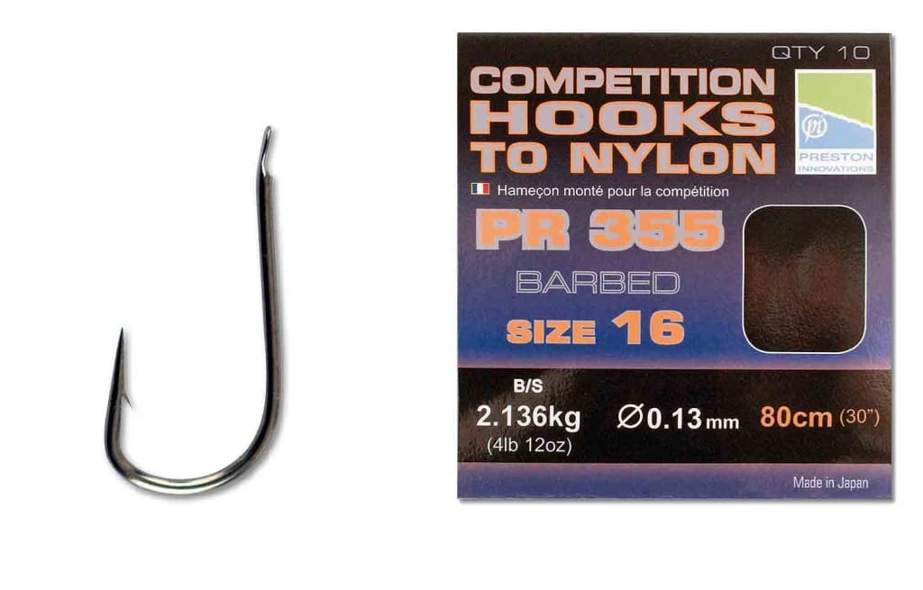 Preston PR355 Competition Hooks to Nylon Hooks
