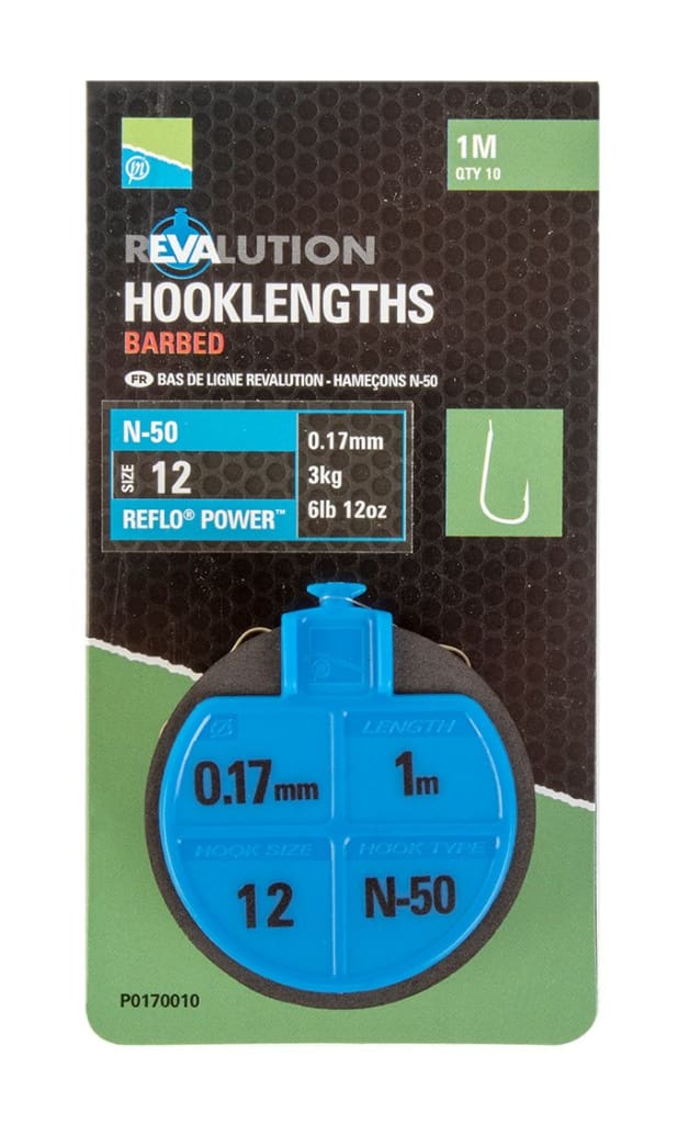 Preston Revalution Hooklengths N50 / 10 - 0.17mm Hooks