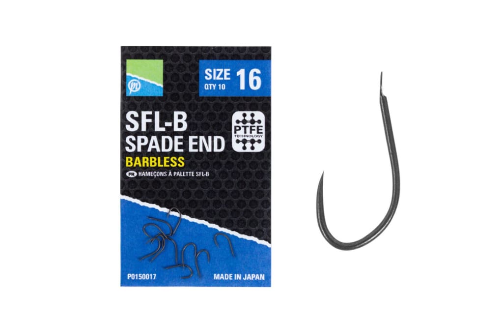 Preston SFL-B Spade End Barbless Hooks